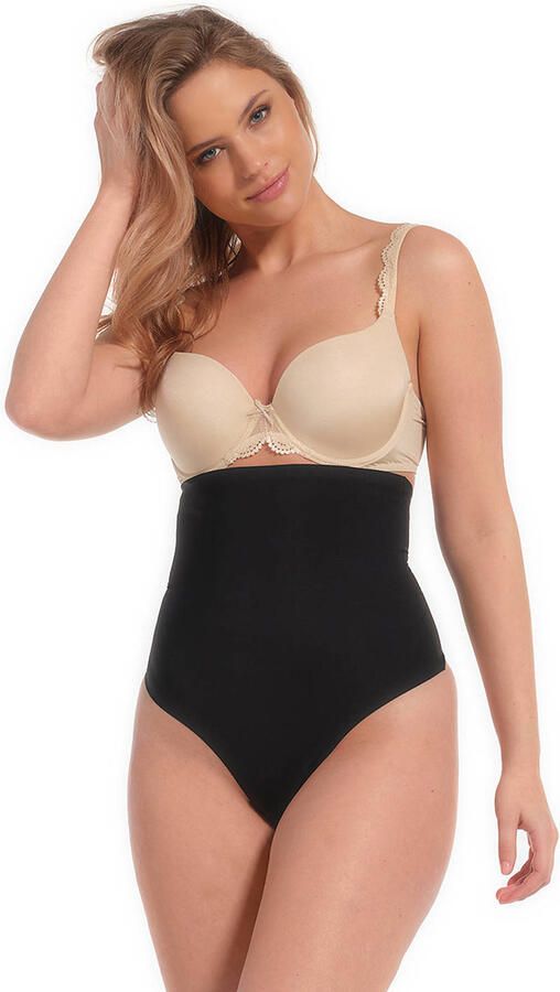 MAGIC Bodyfashion seamless high waist sterk corrigerende string Maxi Sexy Hi-Thong zwart