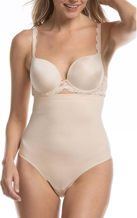MAGIC Bodyfashion seamless high waist sterk corrigerende string Maxi Sexy Hi-Thong lichtbeige