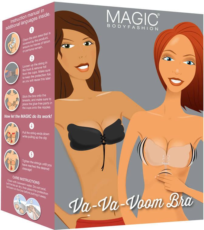 MAGIC Bodyfashion voorgevormde strapless push-up plak bh Va-Va-Voom zwart