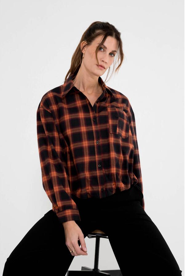 Maicazz & Zizo geruite blouse zwart rood