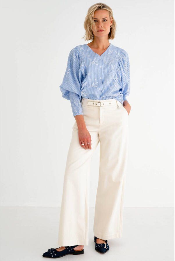 Maicazz & Zizo gestreepte blouse blauw broderie - Foto 2