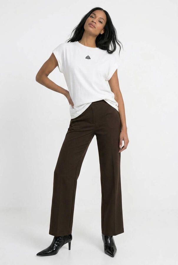 Maicazz & Zizo high waist straight leg broek donkerbruin
