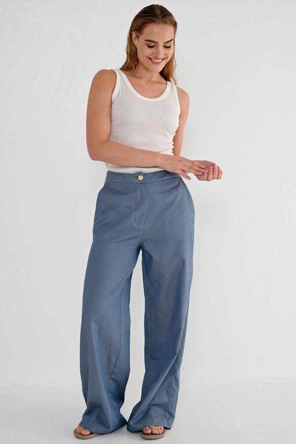 Maicazz & Zizo katoenen high wide leg broek blauw - Foto 2