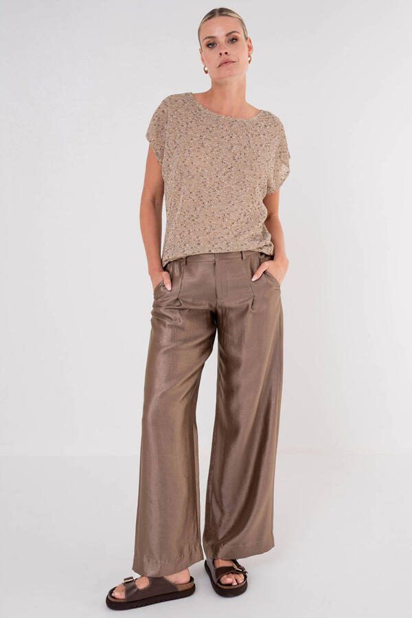Maicazz & Zizo straight high broek met plooien bruin - Foto 2