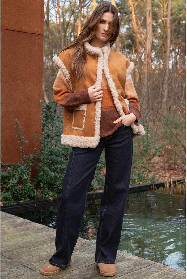 Maicazz & Zizo suèdelook teddy gilet bruin