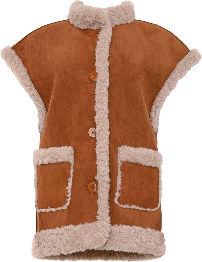 Maicazz & Zizo suèdelook teddy gilet bruin - Foto 2
