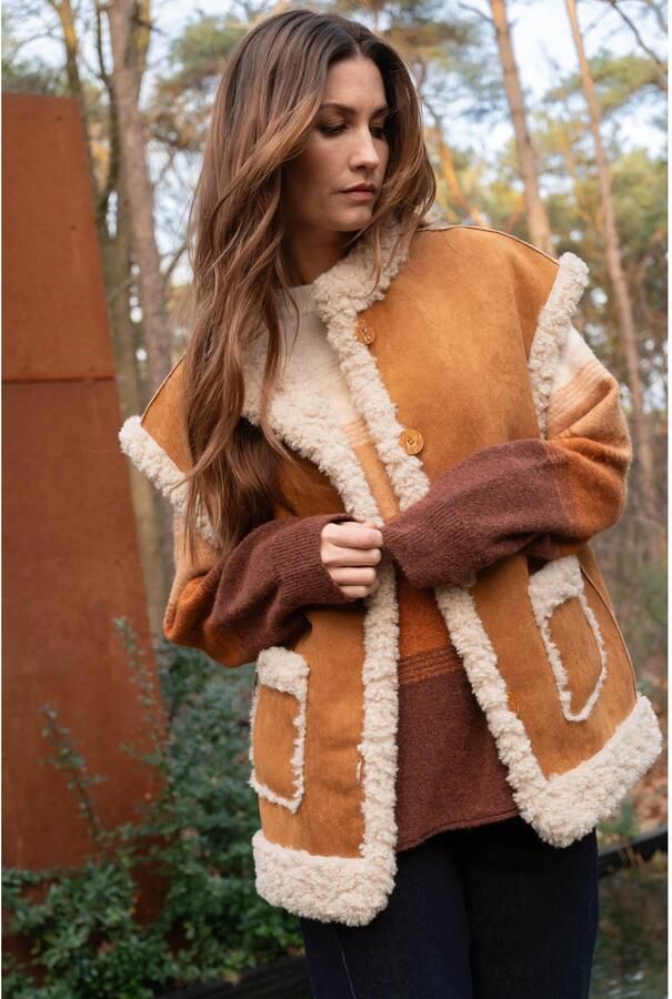 Maicazz & Zizo suèdelook teddy gilet bruin - Foto 3
