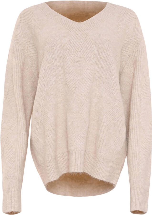 Maicazz & Zizo top met kabels en wol beige