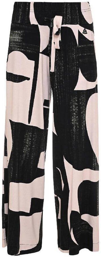 Maicazz & Zizo viscose high waist loose fit broek met grafisch zwart