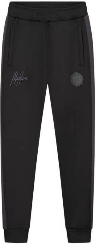 Malelions slim fit broek Sport Acadamy met logo zwart antraciet Jongens Polyester 140