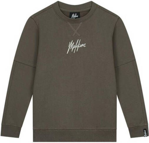 Malelions sweater Split Essentials met logo bruin beige