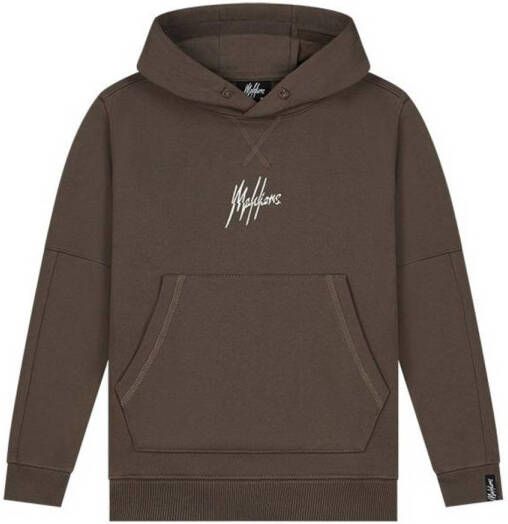 Malelions hoodie Split Essentials met backprint bruin beige