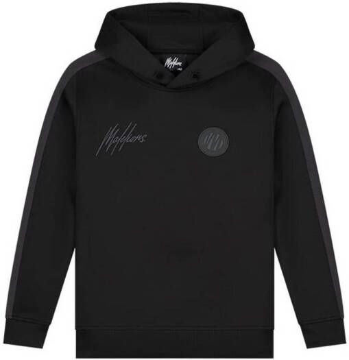 Malelions hoodie Sport Academy met contrastbies en borduursels zwart antraciet Sweater Jongens Polyester Capuchon 140
