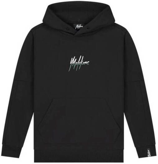 Malelions hoodie Split Essentials met backprint zwart donkergroen