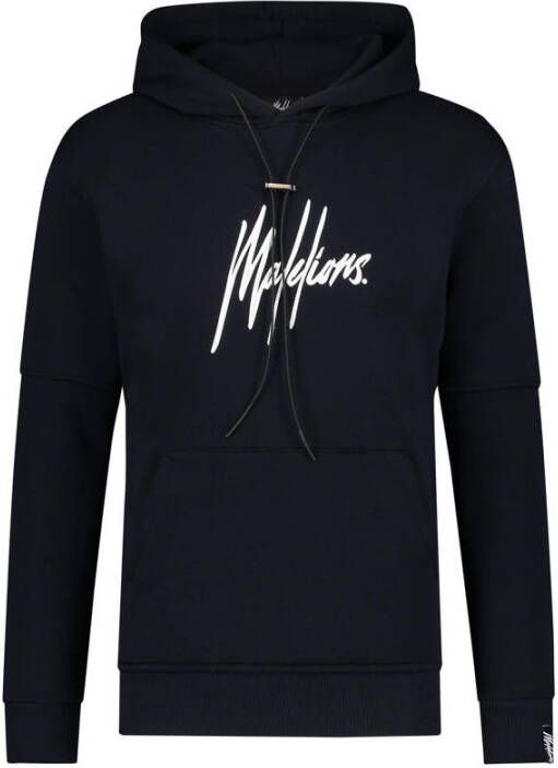 Malelions hoodie Essentials met logo donkerblauw
