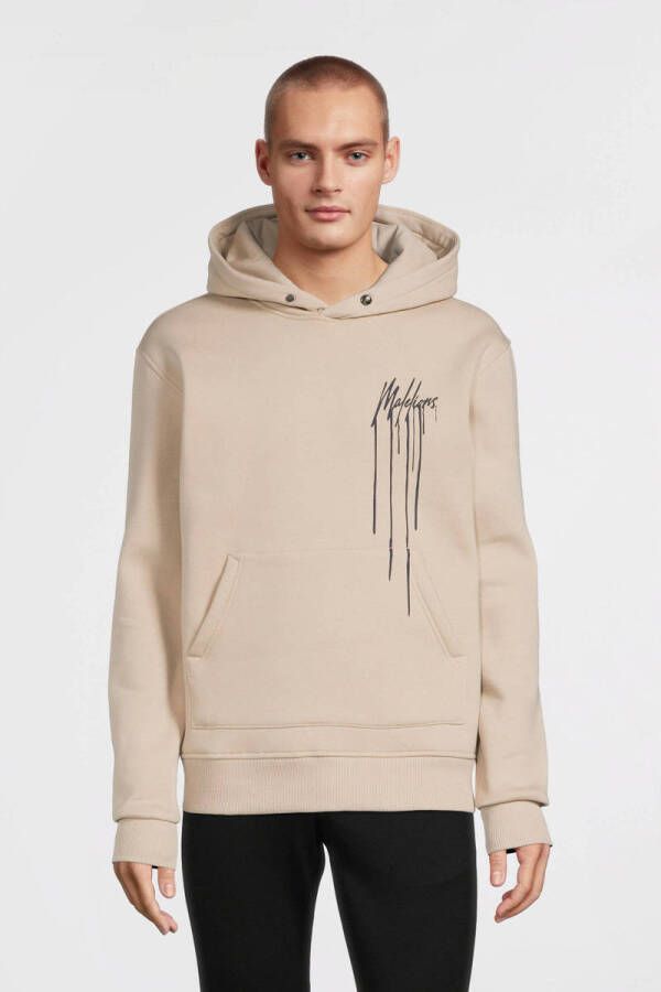 Malelions hoodie met logo beige navy