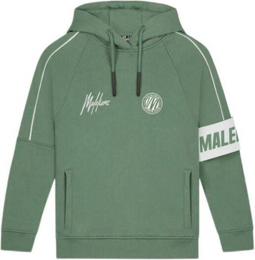 Malelions hoodie met logo donkergroen wit