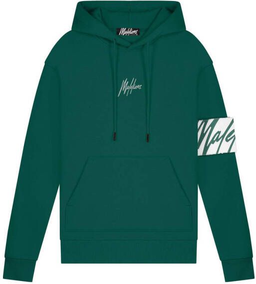 Malelions hoodie met logo en patches donkergroen