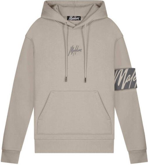 Malelions hoodie met logo en patches grijs