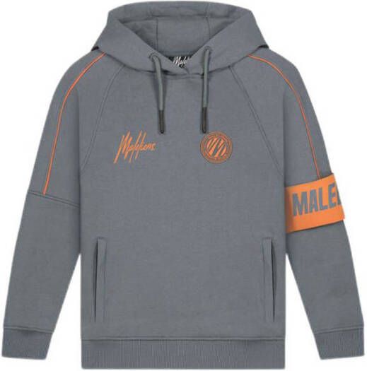 Malelions hoodie met logo grijs oranje