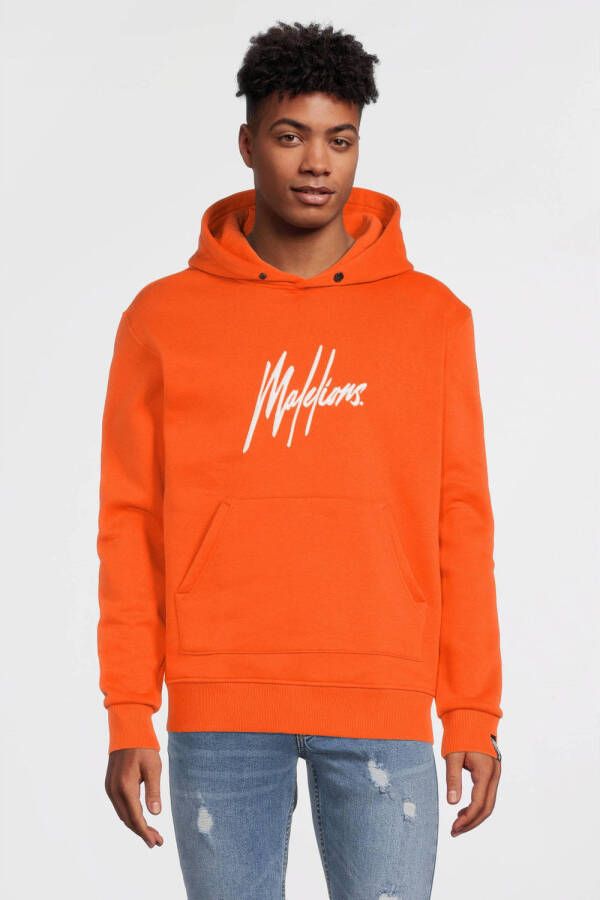 Malelions hoodie met printopdruk orange