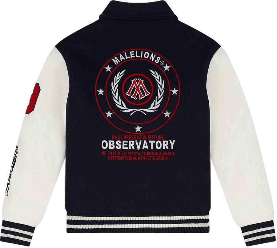 Malelions baseball jacket met patches en backprint donkerblauw - Foto 2