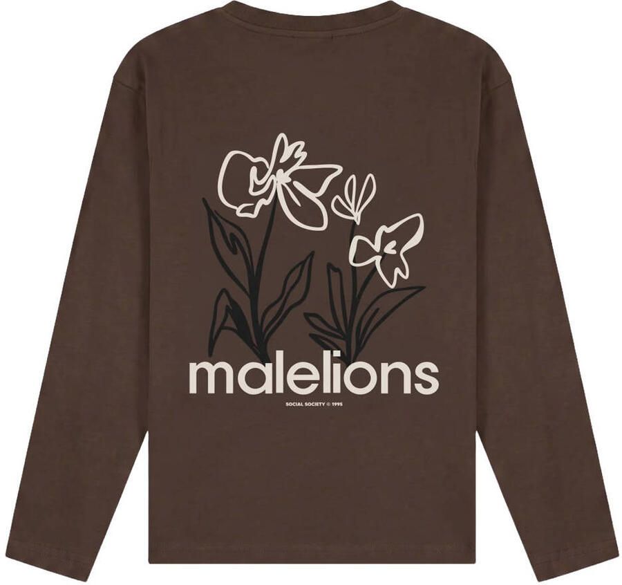 Malelions longsleeve met backprint donkerbruin - Foto 2