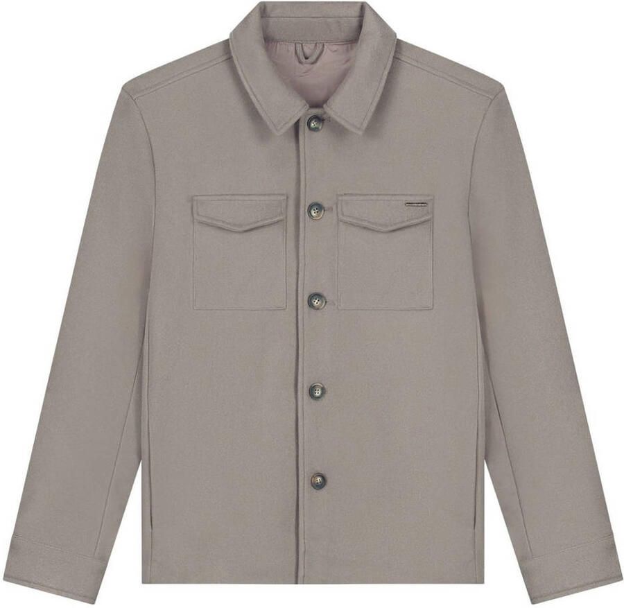Malelions overshirt met wol taupe