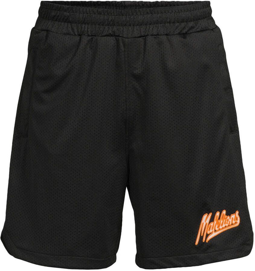 Malelions regular fit casual short met logo zwart
