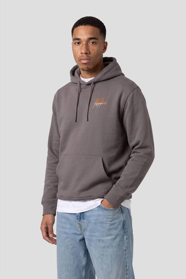 Malelions regular fit hoodie met backprint dark grey