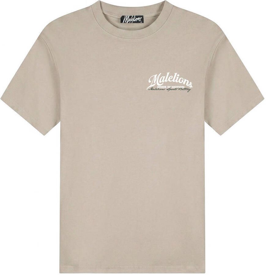 Malelions regular fit T-shirt met backprint beige