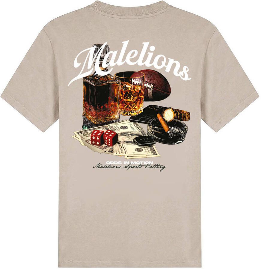 Malelions regular fit T-shirt met backprint beige - Foto 2