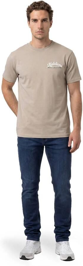 Malelions regular fit T-shirt met backprint beige