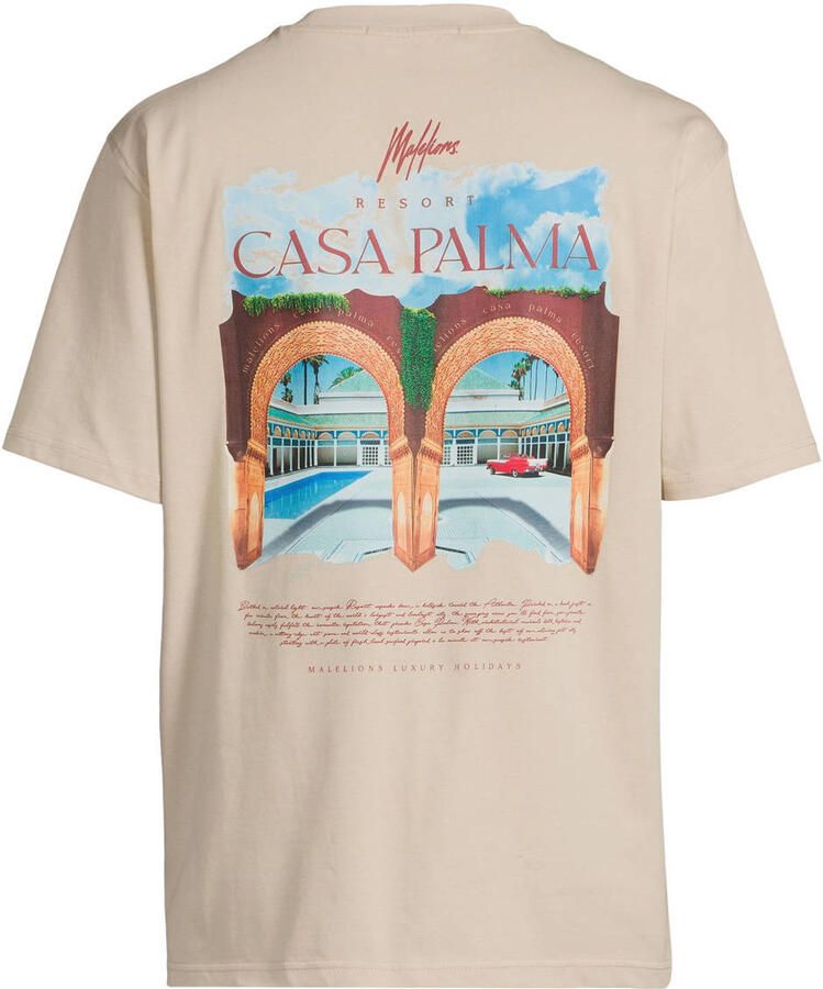 Malelions regular T-shirt met backprint beige