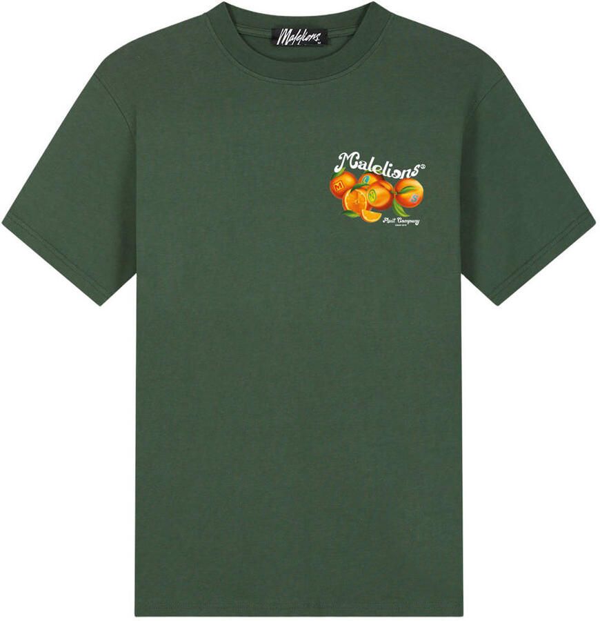 Malelions regular T-shirt met backprint donkergroen