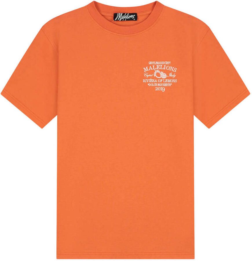 Malelions regular T-shirt met backprint oranje