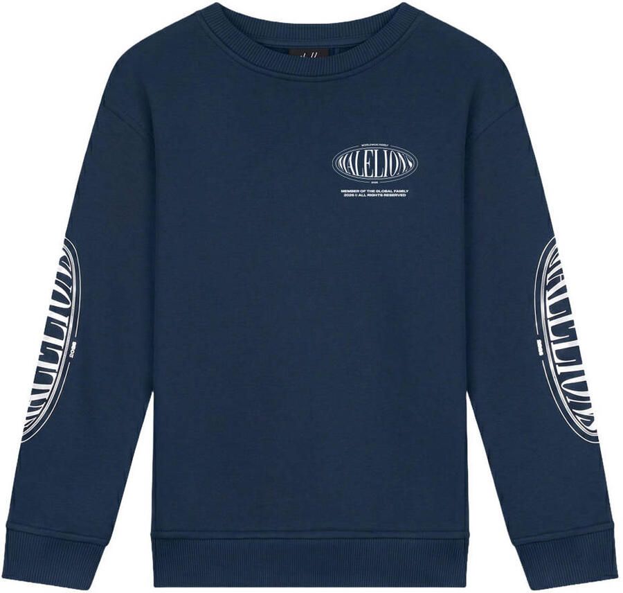 Malelions sweater met backprint donkerblauw