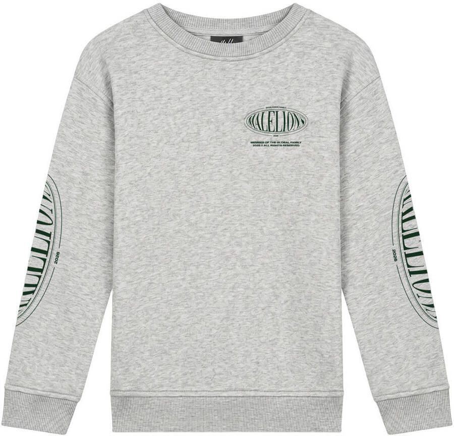 Malelions sweater met backprint grijs