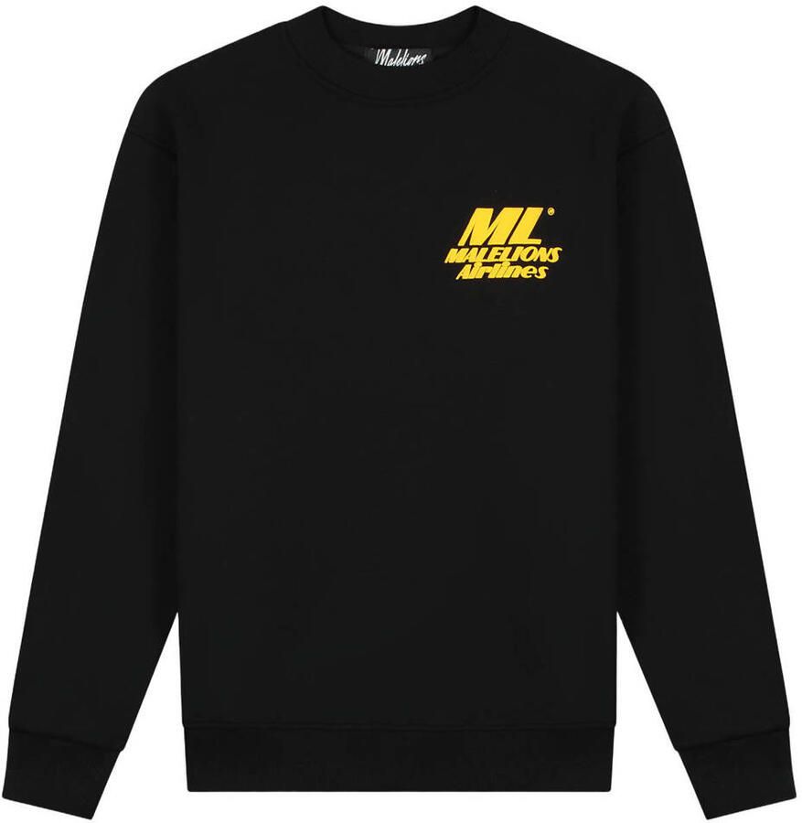 Malelions sweater met backprint met panterprint zwart
