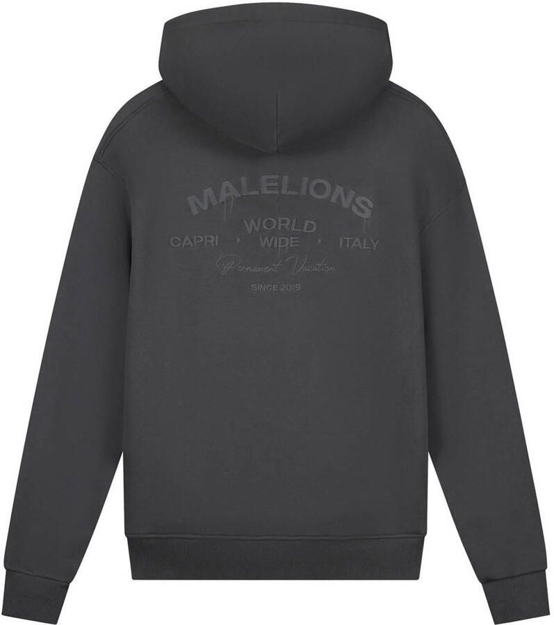 Malelions sweatvest met backprint grijs