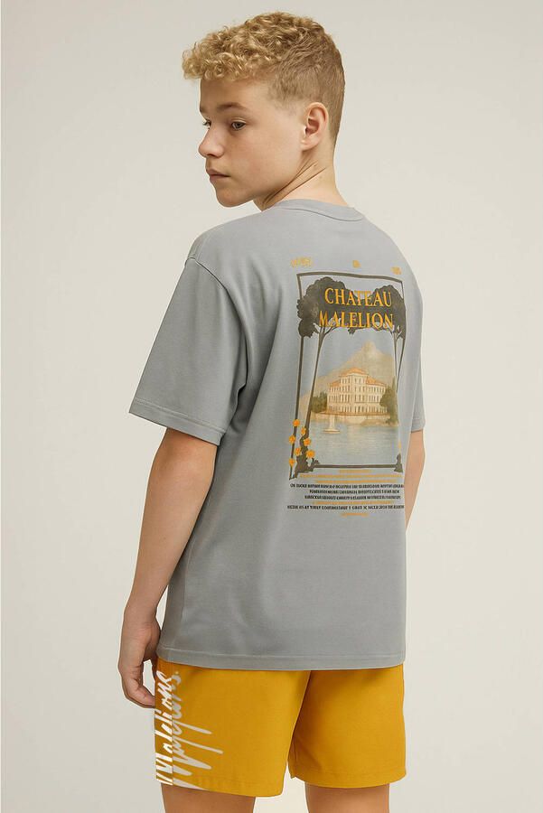 Malelions T-shirt met backprint grijsblauw - Foto 3