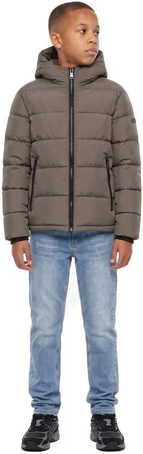 Malelions winterjas taupe Bruin Jongens Polyester Capuchon Effen