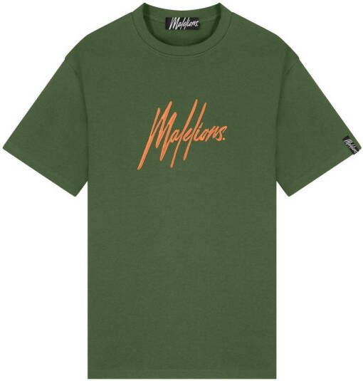 Malelions regular fit T-shirt met logo army orange