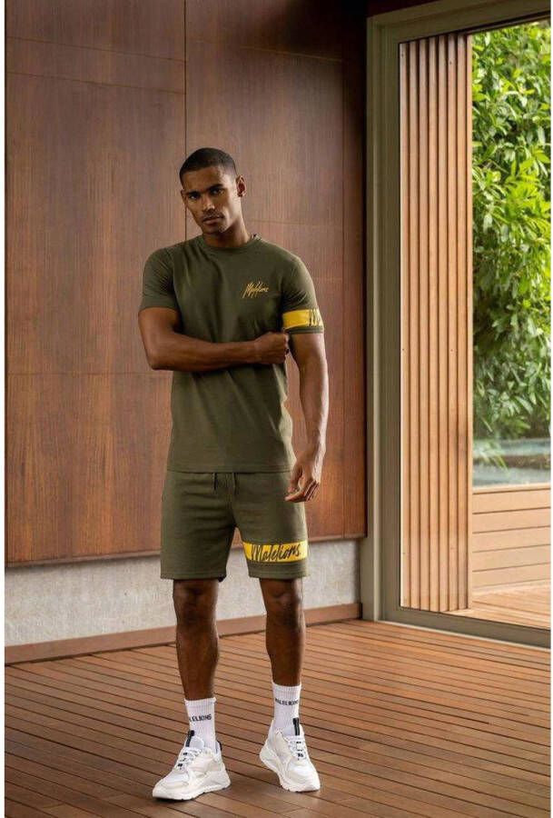 Malelions slim fit T-shirt army yellow