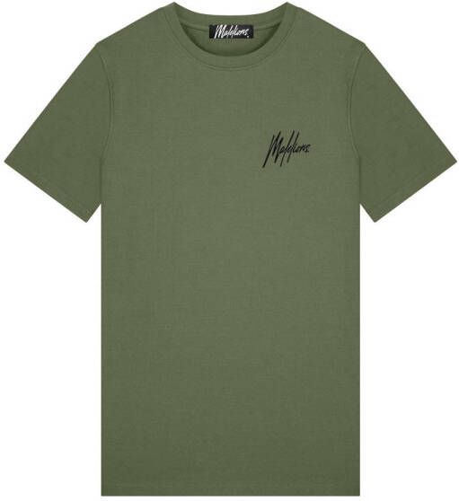 Malelions slim fit T-shirt met backprint light army