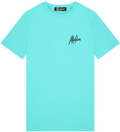 Malelions slim fit T-shirt met backprint turquoise black