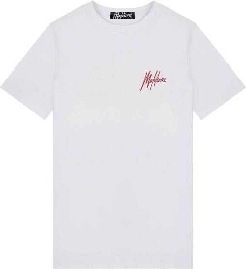 Malelions slim fit T-shirt met backprint white red