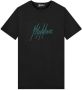 Malelions slim fit T-shirt met logo black turquoise - Thumbnail 1