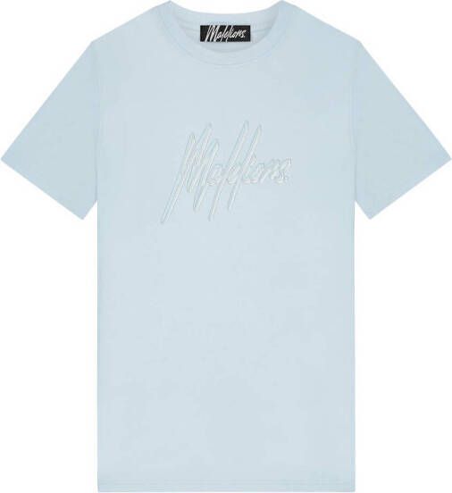 Malelions slim fit T-shirt met logo light blue