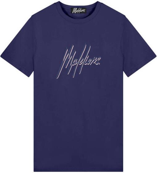 Malelions slim fit T-shirt met logo navy pink